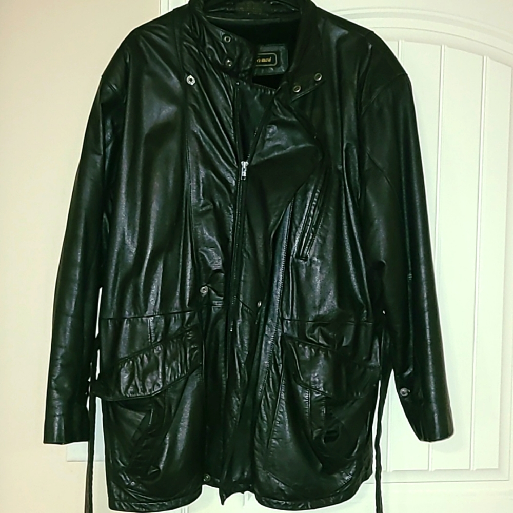 Jamari Black leather bomber jacket, size 44
